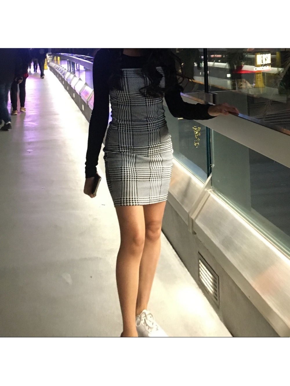 Fashion Nova Black & White Plaid Bodycon Mini Dress